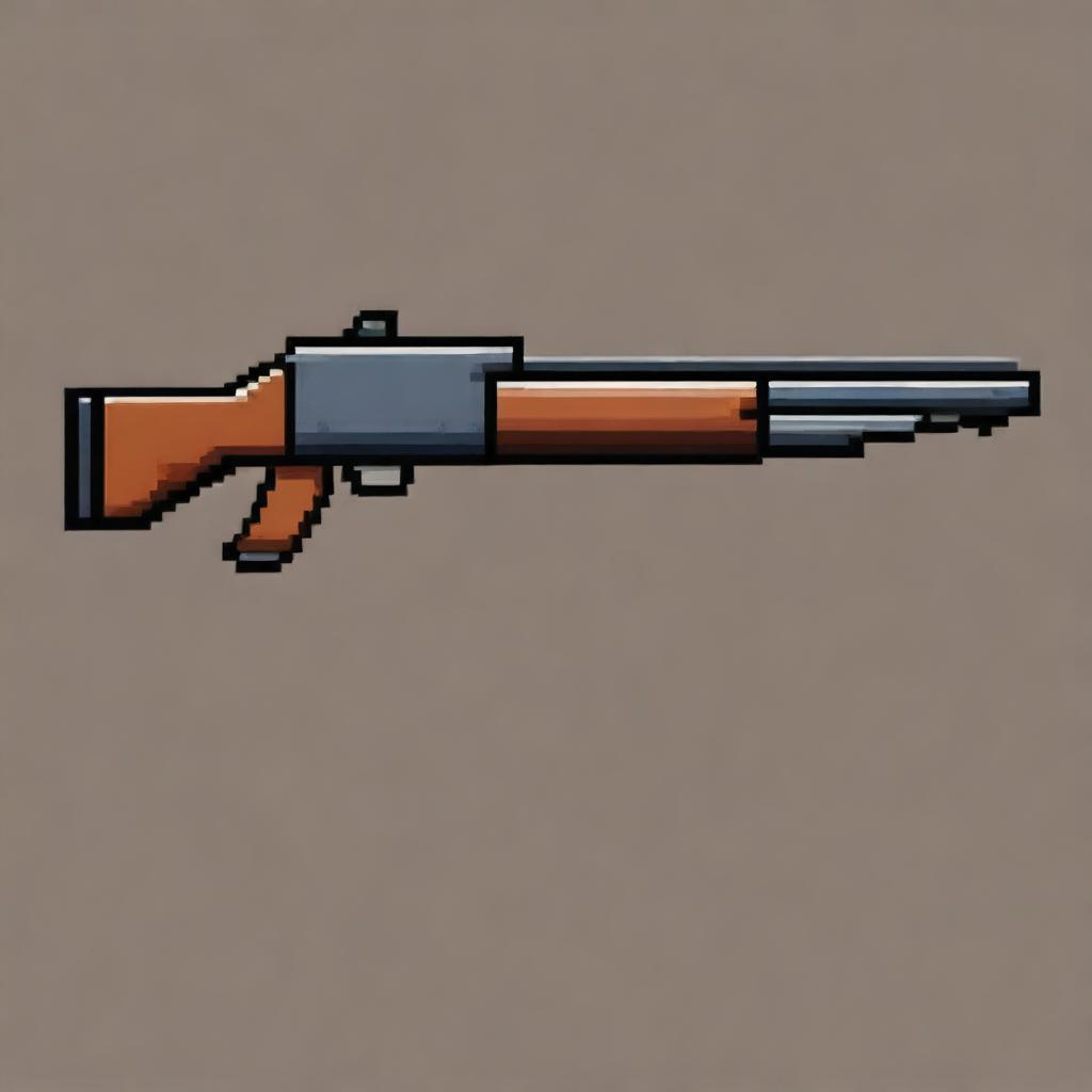 Create a pixel art image of a sawed-off shotgun