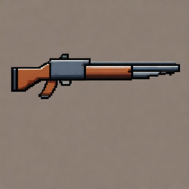 Create a pixel art image of a sawed-off shotgun