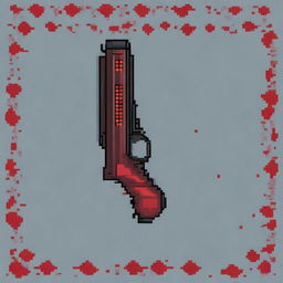 Create a pixel art image of a shotgun with blood stains