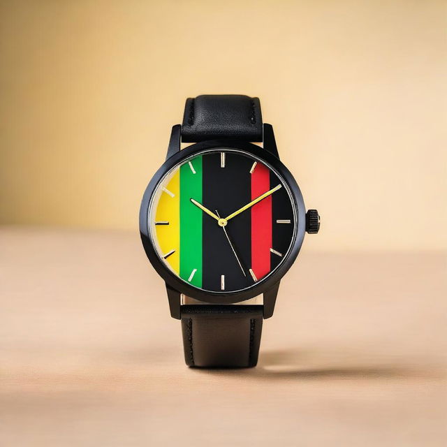 A high-quality image of a modern wristwatch with a black clockface