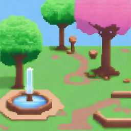 Create a detailed pixel art scene of a park