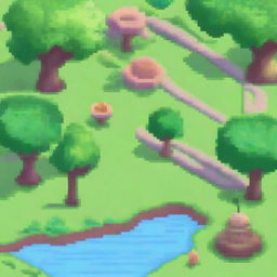 Create a detailed pixel art scene of a park