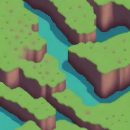 Create a detailed top-down pixel art scene of a grassy terrain with patches of dirt