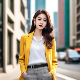 A beautiful and stylish Korean woman posing confidently