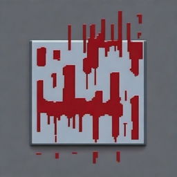 Create a pixel art image of a metal rectangle with blood splattered on top