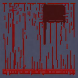 Create a pixel art image of a metal rectangle with blood splattered on top