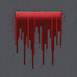 Create a pixel art image of a vertically positioned metal rectangle with blood splattered on top