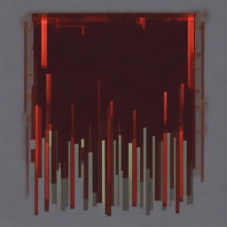 Create a pixel art image of a vertically positioned metal rectangle with blood splattered on top