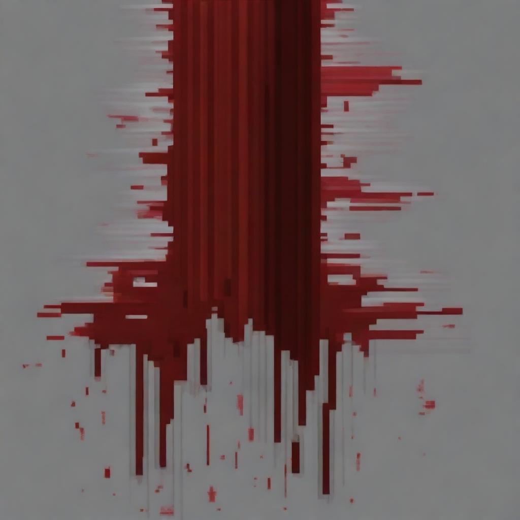 Create a pixel art image of a vertically positioned metal rectangle with blood splattered on top