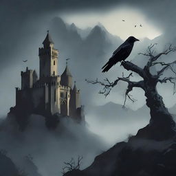 A dark and moody medieval scene designed as a story cover
