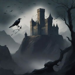 A dark and moody medieval scene designed as a story cover