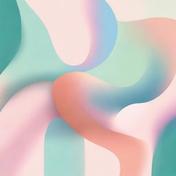 Create a calming and peaceful abstract art piece with soothing shapes and gentle curves, using soft blues, pastel pinks, warm oranges, and gentle greens