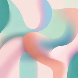 Create a calming and peaceful abstract art piece with soothing shapes and gentle curves, using soft blues, pastel pinks, warm oranges, and gentle greens