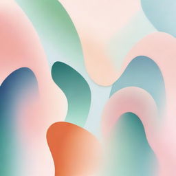 Create a calming and peaceful abstract art piece with soothing shapes and gentle curves, using soft blues, pastel pinks, warm oranges, and gentle greens