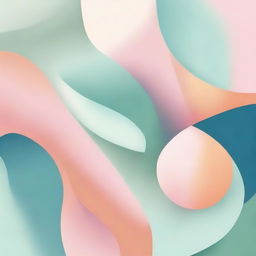 Create a calming and peaceful abstract art piece with soothing shapes and gentle curves, using soft blues, pastel pinks, warm oranges, and gentle greens