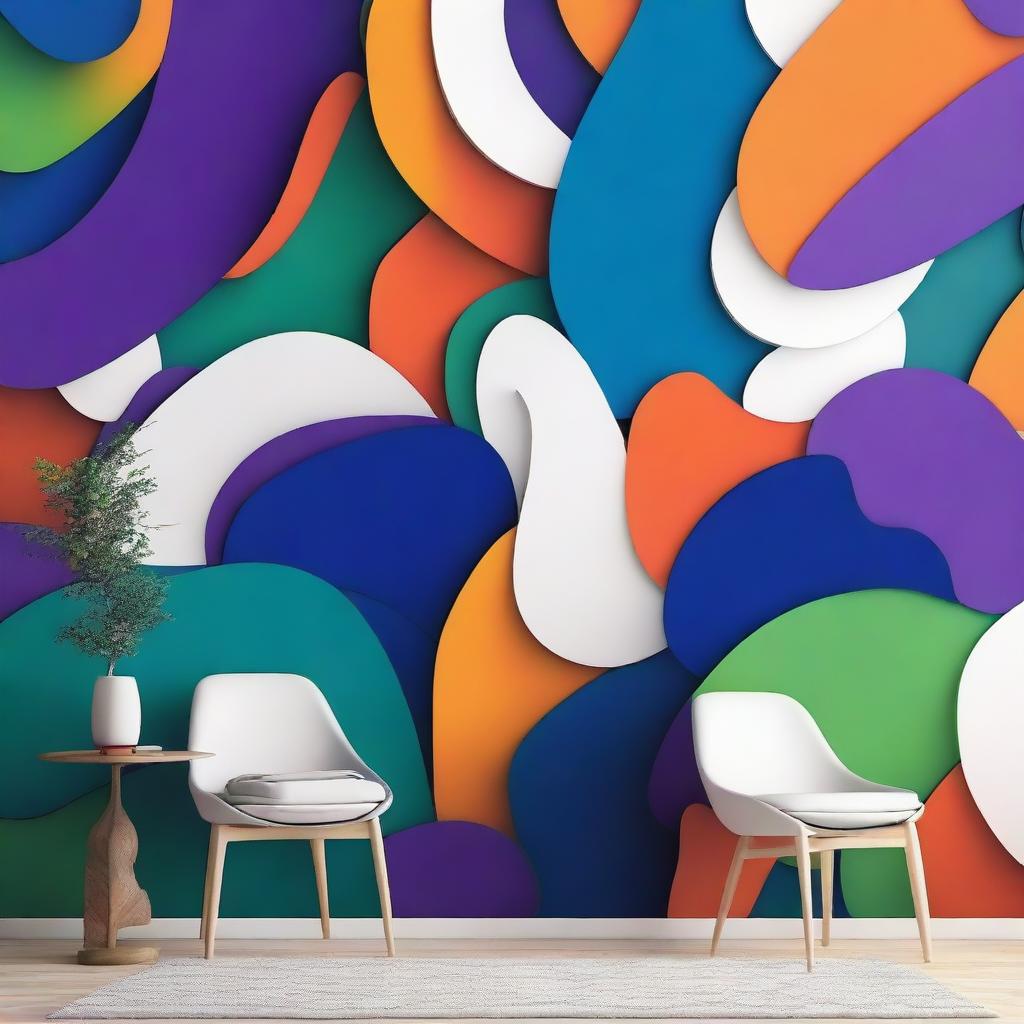 Create a vibrant abstract wallpaper to counterbalance the clinical white LED lights in the room