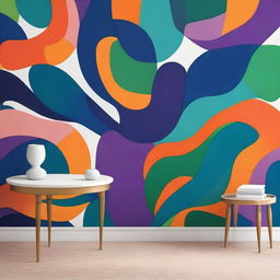 Create a vibrant abstract wallpaper to counterbalance the clinical white LED lights in the room