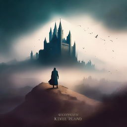 Create a captivating book cover with an intriguing design, featuring a mysterious landscape with a castle in the background, and a lone figure standing in the foreground, looking towards the castle