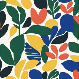 Create a bold print inspired by late Henri Matisse's cut paper art, focusing on abstract greenery and organic forms