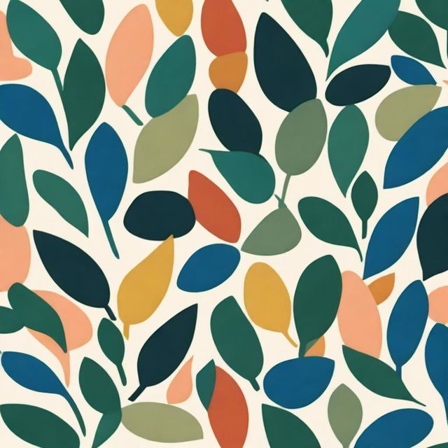 Create a bold print inspired by late Henri Matisse's cut paper art, focusing on abstract greenery and organic forms