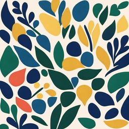 Create a bold print inspired by late Henri Matisse's cut paper art, focusing on abstract greenery and organic forms