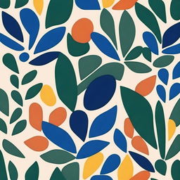 Create a bold print inspired by late Henri Matisse's cut paper art, focusing on abstract greenery and organic forms