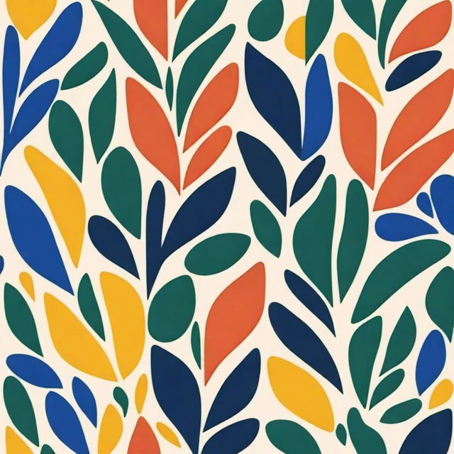 Create a bold print inspired by late Henri Matisse's cut paper art, focusing on abstract greenery and organic forms