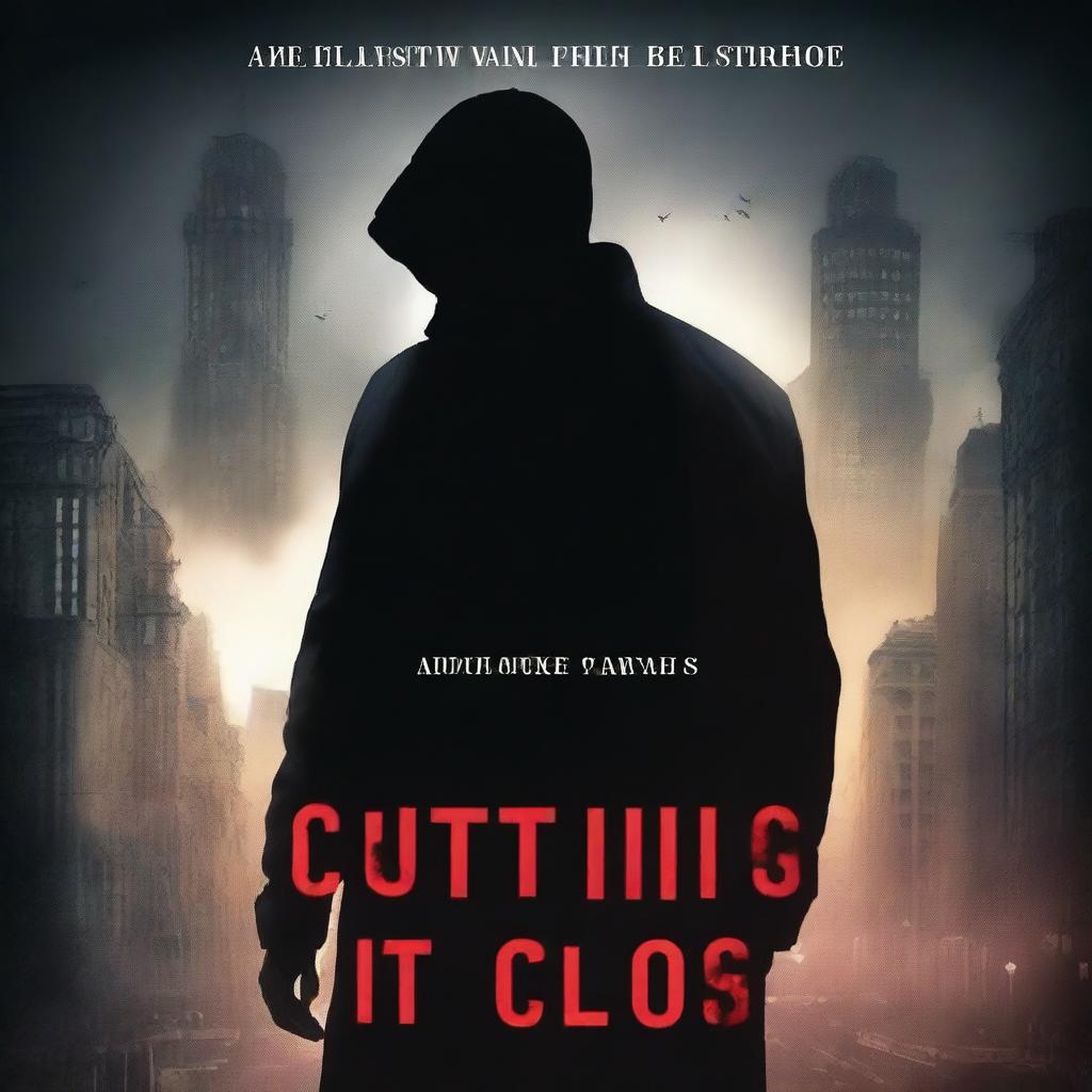 Create a book cover titled 'Cutting It Close', featuring a suspenseful and thrilling atmosphere