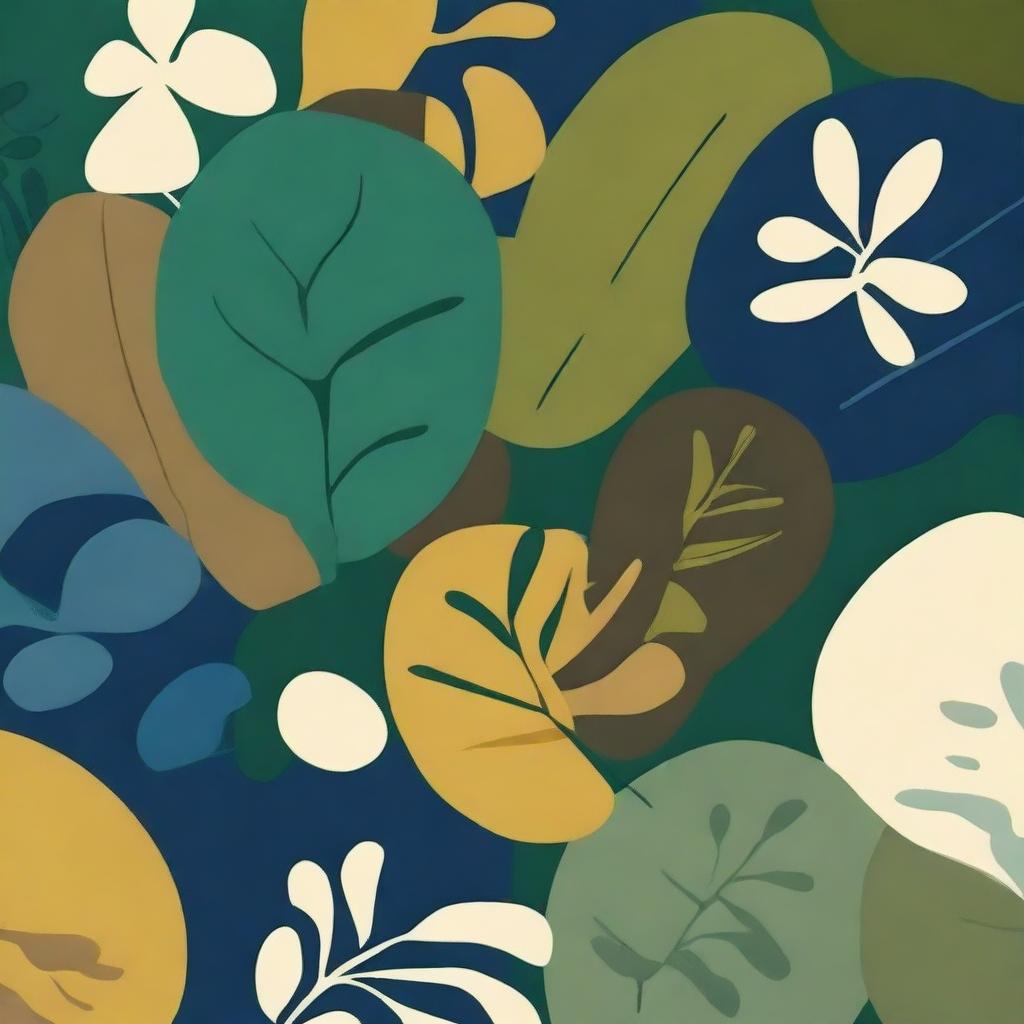 Create AI art inspired by Osborne and Little's Lamorran collection for Spring 2022, focusing on bold and abstract greenery patterns with organic forms like leaves and vines