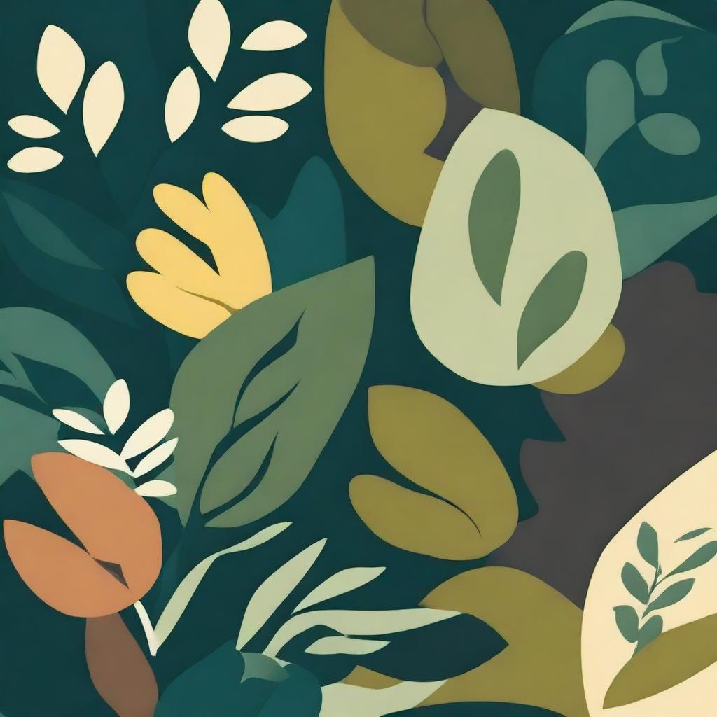 Create AI art inspired by Osborne and Little's Lamorran collection for Spring 2022, focusing on bold and abstract greenery patterns with organic forms like leaves and vines