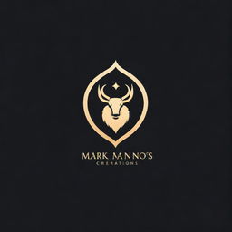 Design a luxurious logo for 'Mark Mano's Creations'. It should be a striking gold on a deep black background.