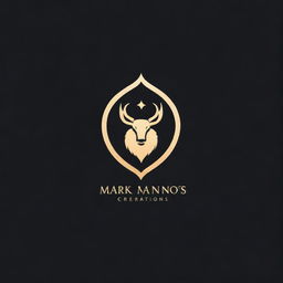 Design a luxurious logo for 'Mark Mano's Creations'. It should be a striking gold on a deep black background.