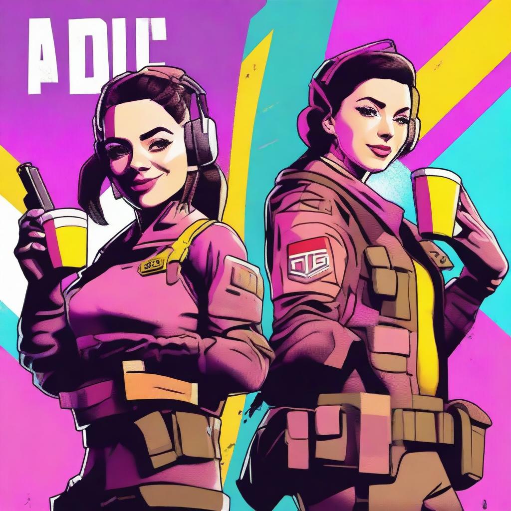 A YouTube thumbnail featuring a vibrant background of Warzone with two happy characters