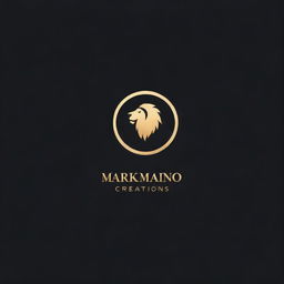 Design a luxurious logo for 'Mark Mano's Creations'. It should be a striking gold on a deep black background.