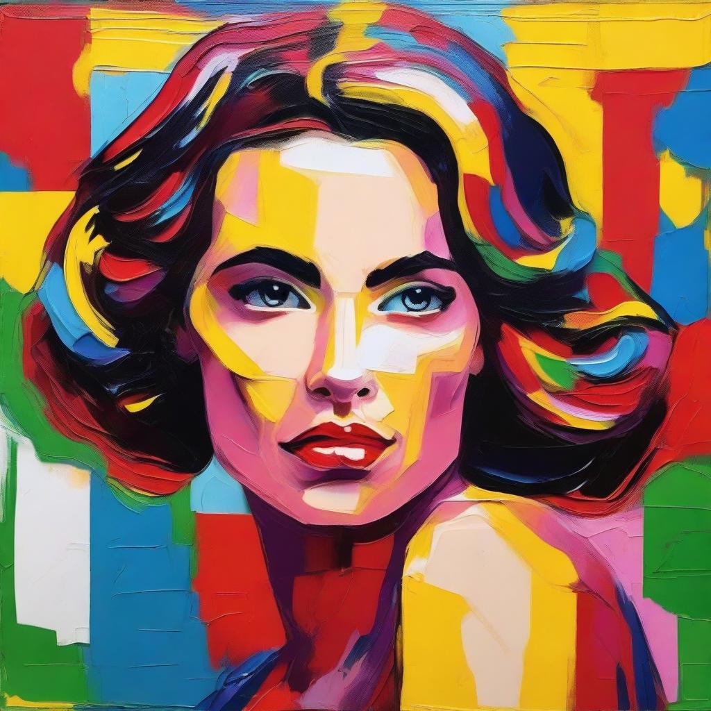 Create an 8k resolution oil painting in impasto pop art style featuring a beautiful Italian woman