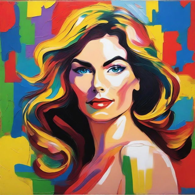 Create an 8k resolution oil painting in impasto pop art style featuring a beautiful Italian woman