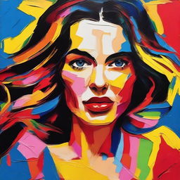 Create an 8k resolution oil painting in impasto pop art style featuring a beautiful Spanish woman