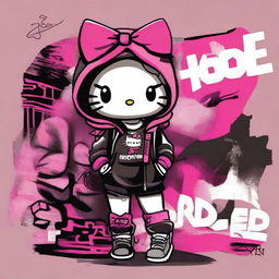 Create an image of Hello Kitty styled as a baddie, with a cool and edgy look