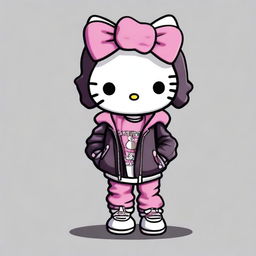 Create a simple image of Hello Kitty styled as a baddie