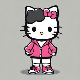 Create a simple image of Hello Kitty styled as a baddie