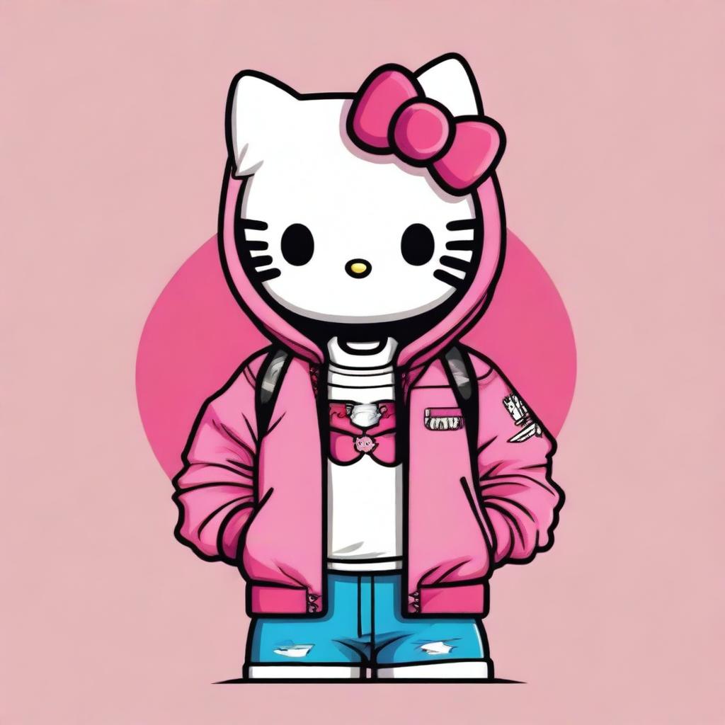 Create a simple image of Hello Kitty styled as a baddie