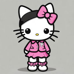 Create an image of Hello Kitty looking fierce and confident, embodying the 'slay' attitude