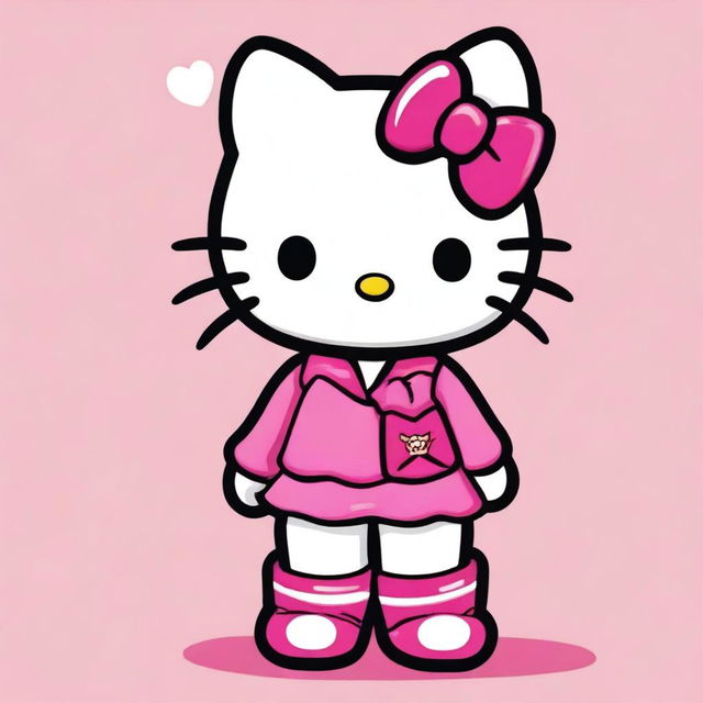 Create an image of Hello Kitty looking fierce and confident, embodying the 'slay' attitude