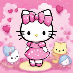 Create an image of Hello Kitty in a cute and adorable setting