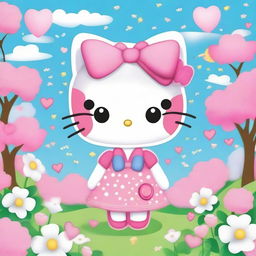 Create an image of Hello Kitty in a cute and adorable setting