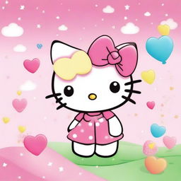 Create an image of Hello Kitty in a cute and adorable setting