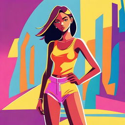 A stylized illustration of a girl with a slim body