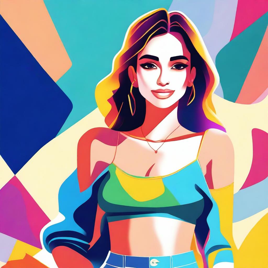 A stylized illustration of a girl with a slim body