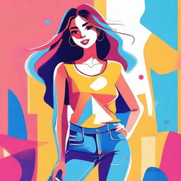 A stylized illustration of a girl with a slim body