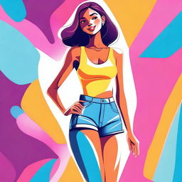 A stylized illustration of a girl with a slim body